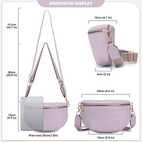 Roulens Kleine Damen Umhängetaschen,Elegant Bauchtasche Damen,Umhängetasche aus Veganes Leder,Crossbody Bag Damen,RFID Blockierung Kartenschlitz Brusttasche mit Verstellbar Abnehmbar Breiter Gurt