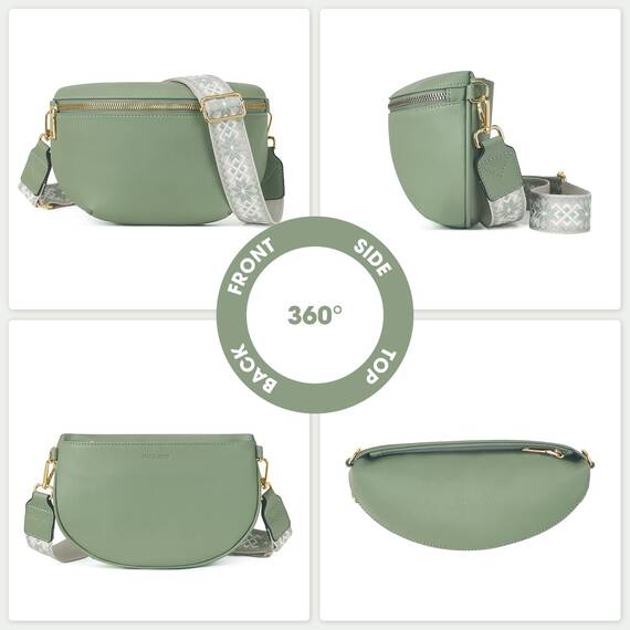 Roulens Kleine Damen Umhängetaschen,Elegant Bauchtasche Damen,Umhängetasche aus Veganes Leder,Crossbody Bag Damen,RFID Blockierung Kartenschlitz Brusttasche mit Verstellbar Abnehmbar Breiter Gurt