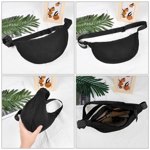 Aucuu Halbmond Crossbody Tasche Klein, Umhängetasche mit Verstellbarer Schultergurt, Hobo Messenger für Reisen