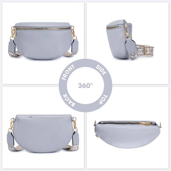 Roulens Kleine Damen Umhängetaschen,Elegant Bauchtasche Damen,Umhängetasche aus Veganes Leder,Crossbody Bag Damen,RFID Blockierung Kartenschlitz Brusttasche mit Verstellbar Abnehmbar Breiter Gurt