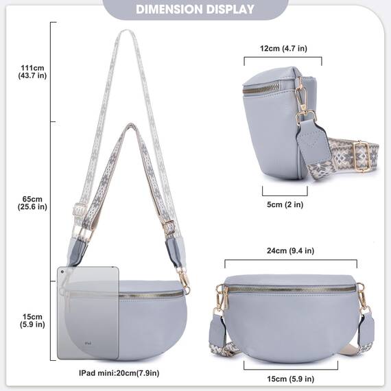 Roulens Kleine Damen Umhängetaschen,Elegant Bauchtasche Damen,Umhängetasche aus Veganes Leder,Crossbody Bag Damen,RFID Blockierung Kartenschlitz Brusttasche mit Verstellbar Abnehmbar Breiter Gurt