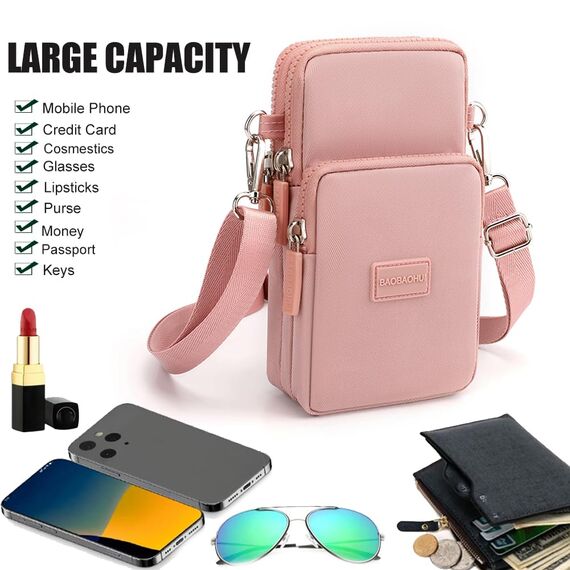 DuoLmi Umhängetasche Damen Klein, Crossbody Tasche für Damen, Nylon Handy Mini-Tasche Kleine Schultertasche Multifunktionale Handytasche, Handytasche zum Umhängen Damen