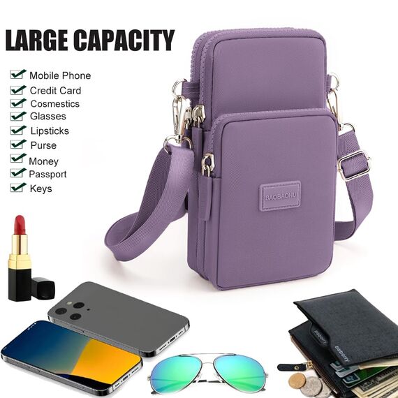 DuoLmi Umhängetasche Damen Klein, Crossbody Tasche für Damen, Nylon Handy Mini-Tasche Kleine Schultertasche Multifunktionale Handytasche, Handytasche zum Umhängen Damen