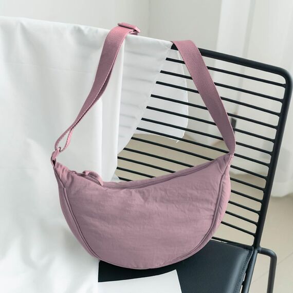 Aucuu Halbmond Crossbody Schultertasche für Damen, Klein mit Verstellbarer Schultergurt, Hobo Halfmoon Bag Einfarbige Messenger Bag für Reisen