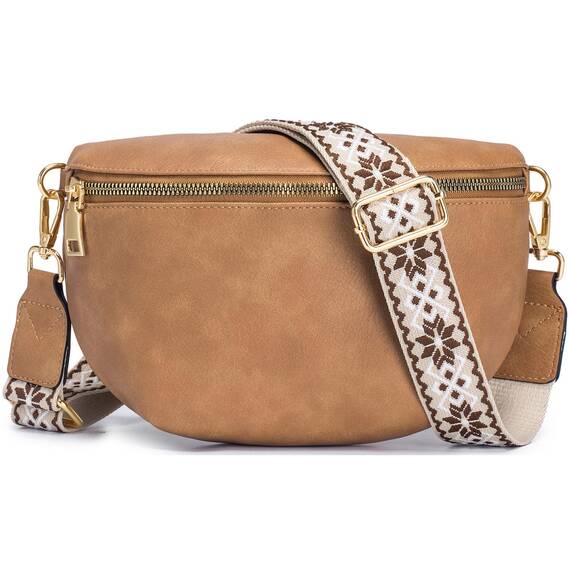 Roulens Kleine Damen Umhängetaschen,Elegant Bauchtasche Damen,Umhängetasche aus Veganes Leder,Crossbody Bag Damen,RFID Blockierung Kartenschlitz Brusttasche mit Verstellbar Abnehmbar Breiter Gurt