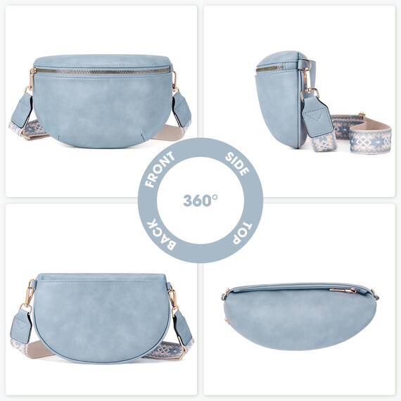 Roulens Kleine Damen Umhängetaschen,Elegant Bauchtasche Damen,Umhängetasche aus Veganes Leder,Crossbody Bag Damen,RFID Blockierung Kartenschlitz Brusttasche mit Verstellbar Abnehmbar Breiter Gurt