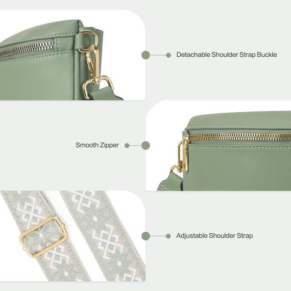 Roulens Kleine Damen Umhängetaschen,Elegant Bauchtasche Damen,Umhängetasche aus Veganes Leder,Crossbody Bag Damen,RFID Blockierung Kartenschlitz Brusttasche mit Verstellbar Abnehmbar Breiter Gurt