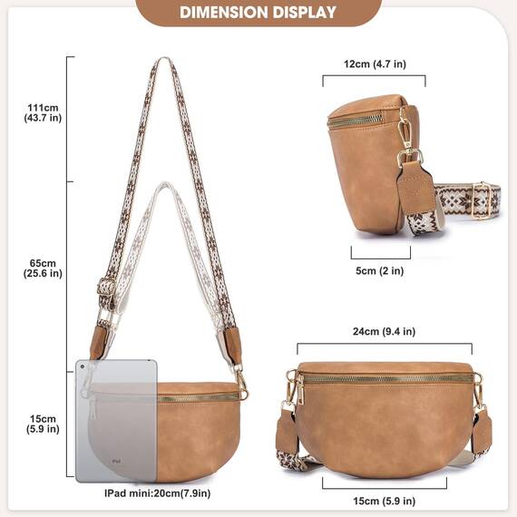 Roulens Kleine Damen Umhängetaschen,Elegant Bauchtasche Damen,Umhängetasche aus Veganes Leder,Crossbody Bag Damen,RFID Blockierung Kartenschlitz Brusttasche mit Verstellbar Abnehmbar Breiter Gurt