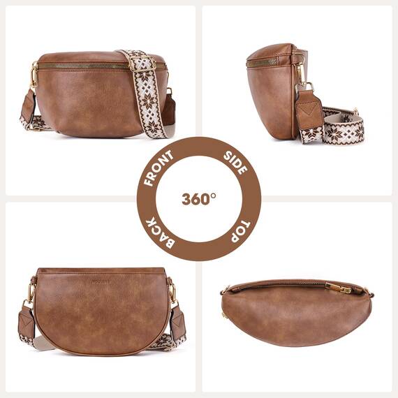 Roulens Kleine Damen Umhängetaschen,Elegant Bauchtasche Damen,Umhängetasche aus Veganes Leder,Crossbody Bag Damen,RFID Blockierung Kartenschlitz Brusttasche mit Verstellbar Abnehmbar Breiter Gurt