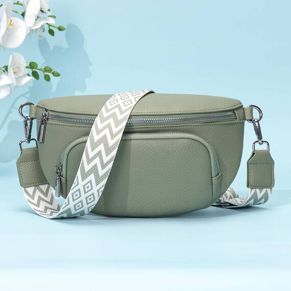 Rorimyth kleine Bauchtasche Damen Hellgrün umhängetasche Damen klein Veganes Leder gürteltasche Handtasche Crossbody Bag