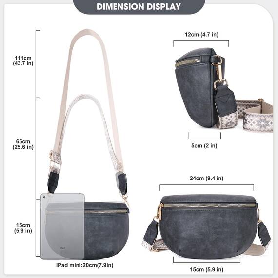 Roulens Kleine Damen Umhängetaschen,Elegant Bauchtasche Damen,Umhängetasche aus Veganes Leder,Crossbody Bag Damen,RFID Blockierung Kartenschlitz Brusttasche mit Verstellbar Abnehmbar Breiter Gurt