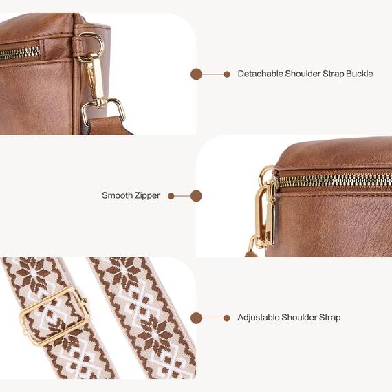 Roulens Kleine Damen Umhängetaschen,Elegant Bauchtasche Damen,Umhängetasche aus Veganes Leder,Crossbody Bag Damen,RFID Blockierung Kartenschlitz Brusttasche mit Verstellbar Abnehmbar Breiter Gurt