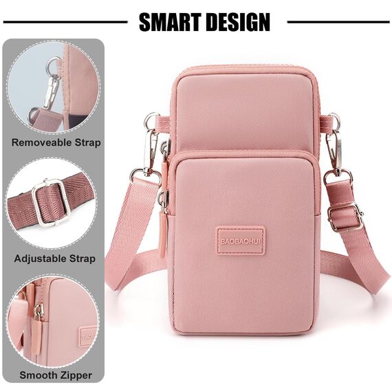 DuoLmi Umhängetasche Damen Klein, Crossbody Tasche für Damen, Nylon Handy Mini-Tasche Kleine Schultertasche Multifunktionale Handytasche, Handytasche zum Umhängen Damen