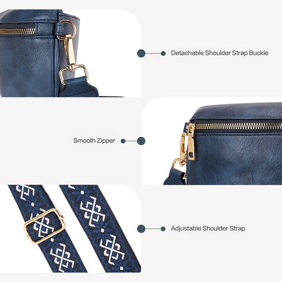 Roulens Kleine Damen Umhängetaschen,Elegant Bauchtasche Damen,Umhängetasche aus Veganes Leder,Crossbody Bag Damen,RFID Blockierung Kartenschlitz Brusttasche mit Verstellbar Abnehmbar Breiter Gurt
