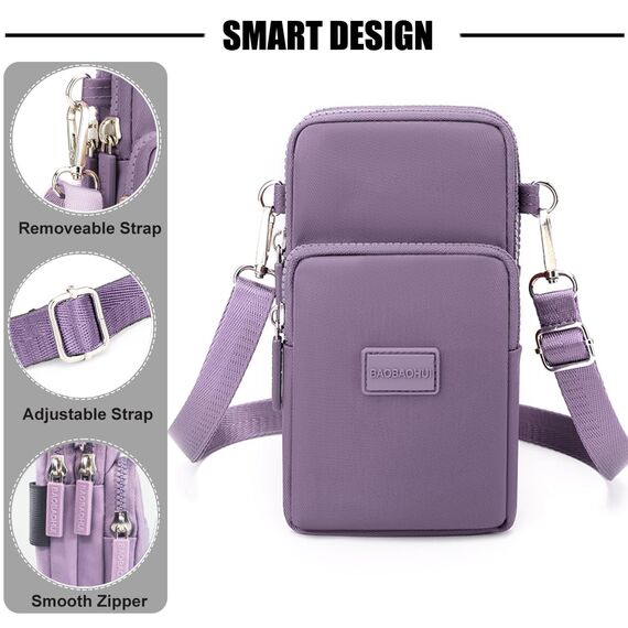 DuoLmi Umhängetasche Damen Klein, Crossbody Tasche für Damen, Nylon Handy Mini-Tasche Kleine Schultertasche Multifunktionale Handytasche, Handytasche zum Umhängen Damen