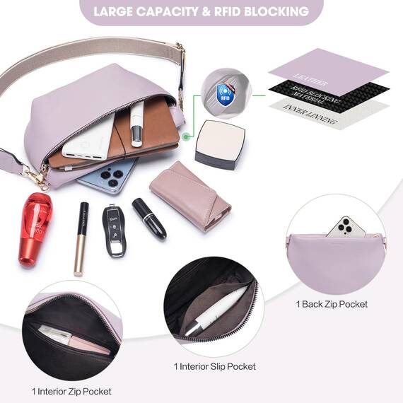 Roulens Kleine Damen Umhängetaschen,Elegant Bauchtasche Damen,Umhängetasche aus Veganes Leder,Crossbody Bag Damen,RFID Blockierung Kartenschlitz Brusttasche mit Verstellbar Abnehmbar Breiter Gurt