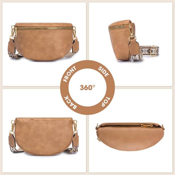 Roulens Kleine Damen Umhängetaschen,Elegant Bauchtasche Damen,Umhängetasche aus Veganes Leder,Crossbody Bag Damen,RFID Blockierung Kartenschlitz Brusttasche mit Verstellbar Abnehmbar Breiter Gurt