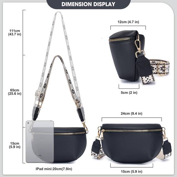 Roulens Kleine Damen Umhängetaschen,Elegant Bauchtasche Damen,Umhängetasche aus Veganes Leder,Crossbody Bag Damen,RFID Blockierung Kartenschlitz Brusttasche mit Verstellbar Abnehmbar Breiter Gurt
