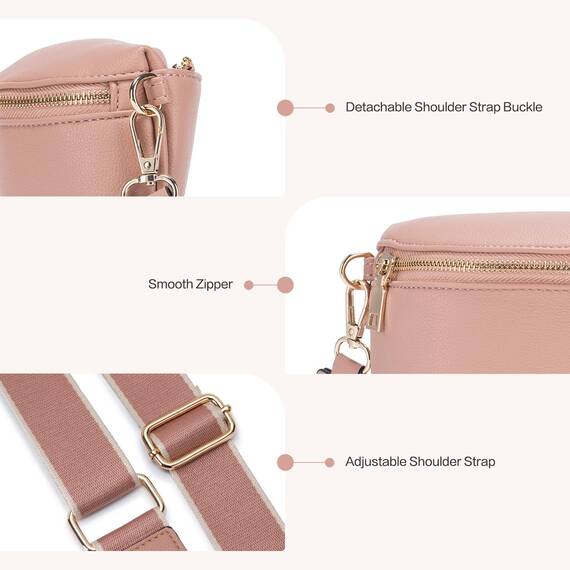 Roulens Kleine Damen Umhängetaschen,Elegant Bauchtasche Damen,Umhängetasche aus Veganes Leder,Crossbody Bag Damen,RFID Blockierung Kartenschlitz Brusttasche mit Verstellbar Abnehmbar Breiter Gurt