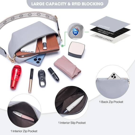 Roulens Kleine Damen Umhängetaschen,Elegant Bauchtasche Damen,Umhängetasche aus Veganes Leder,Crossbody Bag Damen,RFID Blockierung Kartenschlitz Brusttasche mit Verstellbar Abnehmbar Breiter Gurt