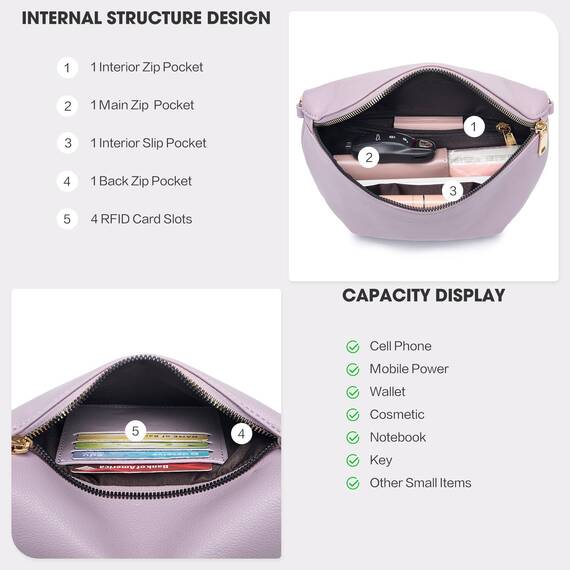 Roulens Kleine Damen Umhängetaschen,Elegant Bauchtasche Damen,Umhängetasche aus Veganes Leder,Crossbody Bag Damen,RFID Blockierung Kartenschlitz Brusttasche mit Verstellbar Abnehmbar Breiter Gurt