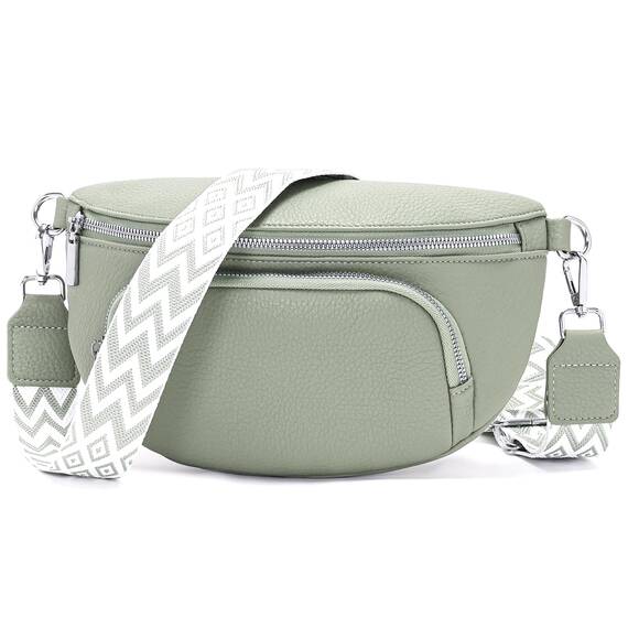 Rorimyth kleine Bauchtasche Damen Hellgrün umhängetasche Damen klein Veganes Leder gürteltasche Handtasche Crossbody Bag