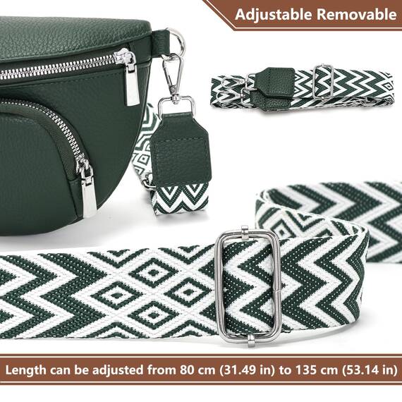 Rorimyth Kleine Bauchtasche Damen Dunkelgrün umhängetasche Damen klein Veganes Leder gürteltasche Handtasche Crossbody Bag