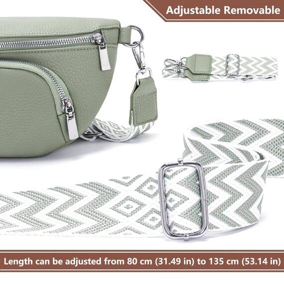 Rorimyth kleine Bauchtasche Damen Hellgrün umhängetasche Damen klein Veganes Leder gürteltasche Handtasche Crossbody Bag