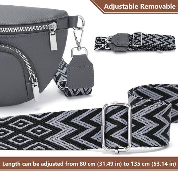 Rorimyth Bauchtasche Damen Dunkelgrau Umhängetasche Damen Klein Veganes Leder Handtasche Crossbody Bag Gürteltasche Brusttasche Hüfttasche
