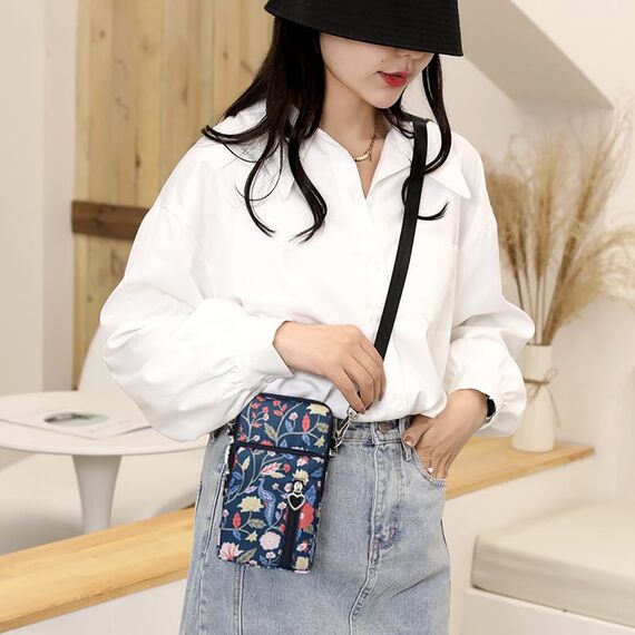 DuoLmi Umhängetasche Damen Klein, Crossbody Tasche für Damen, Nylon Handy Mini-Tasche Kleine Schultertasche Multifunktionale Handytasche, Handytasche zum Umhängen Damen