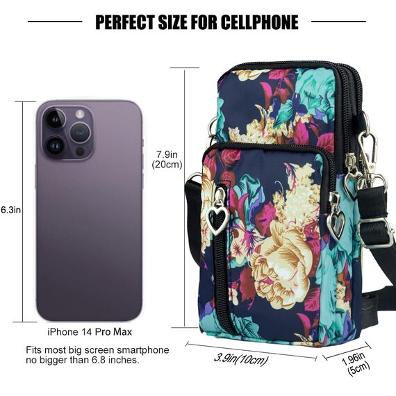 DuoLmi Umhängetasche Damen Klein, Crossbody Tasche für Damen, Nylon Handy Mini-Tasche Kleine Schultertasche Multifunktionale Handytasche, Handytasche zum Umhängen Damen