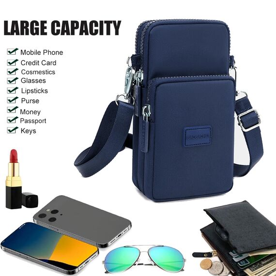 DuoLmi Umhängetasche Damen Klein, Crossbody Tasche für Damen, Nylon Handy Mini-Tasche Kleine Schultertasche Multifunktionale Handytasche, Handytasche zum Umhängen Damen