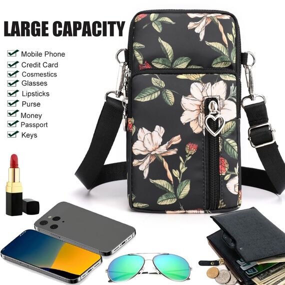 DuoLmi Umhängetaschen für Frauen, wasserdichte Handytasche, Nylon-Handgelenktasche, Reißverschluss, Handytasche, Handtasche, Armband, Umhängetasche, Samsung Galaxy S23, S22…