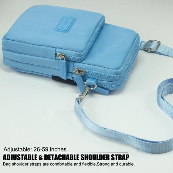 DuoLmi Kleine Umhängetasche für Damen, Universal-Tasche, Geldbörse, Handy, Geldbörse, leichte Taschen, Handtaschen, Mini-Umhängetasche, 012 Lightblue, Large