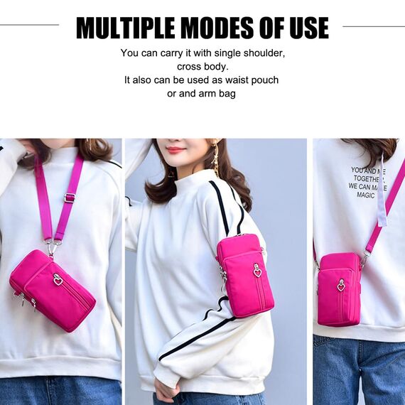 DuoLmi Umhängetasche Damen Klein, Crossbody Tasche für Damen, Nylon Handy Mini-Tasche Kleine Schultertasche Multifunktionale Handytasche, Handytasche zum Umhängen Damen