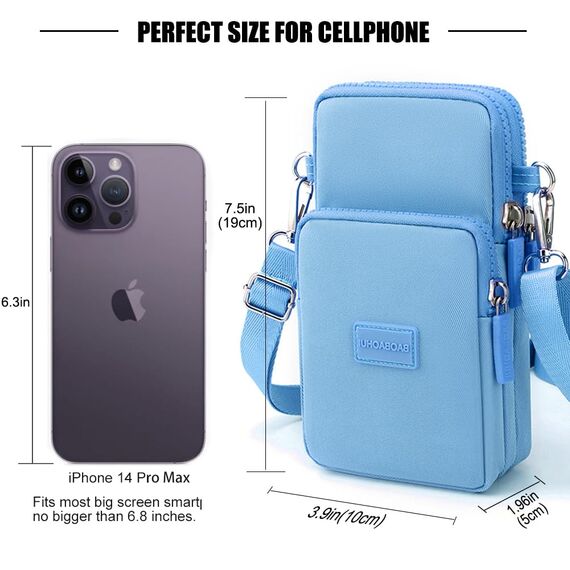 DuoLmi Kleine Umhängetasche für Damen, Universal-Tasche, Geldbörse, Handy, Geldbörse, leichte Taschen, Handtaschen, Mini-Umhängetasche, 012 Lightblue, Large