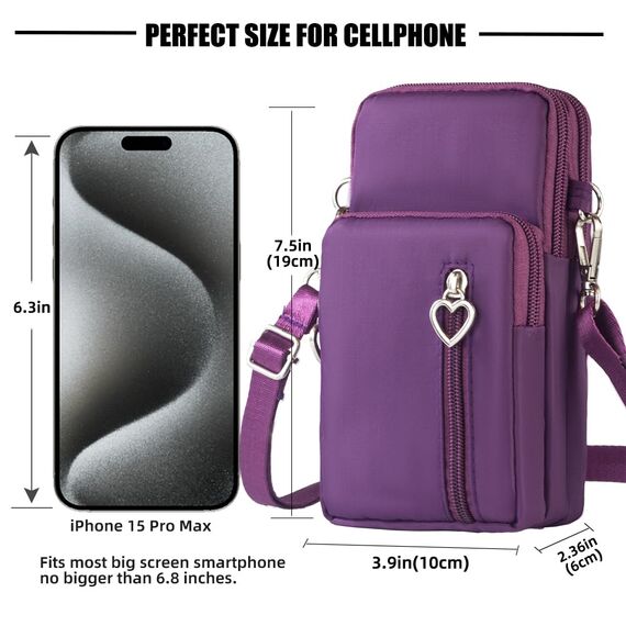 DuoLmi Umhängetasche Damen Klein, Crossbody Tasche für Damen, Nylon Handy Mini-Tasche Kleine Schultertasche Multifunktionale Handytasche, Handytasche zum Umhängen Damen