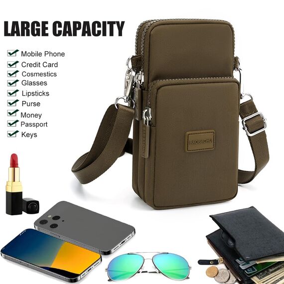 DuoLmi Umhängetasche Damen Klein, Crossbody Tasche für Damen, Nylon Handy Mini-Tasche Kleine Schultertasche Multifunktionale Handytasche, Handytasche zum Umhängen Damen