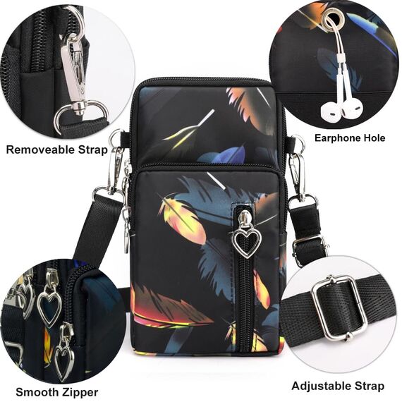 DuoLmi Umhängetasche Damen Klein, Crossbody Tasche für Damen, Nylon Handy Mini-Tasche Kleine Schultertasche Multifunktionale Handytasche, Handytasche zum Umhängen Damen