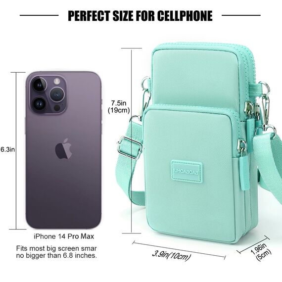 DuoLmi Kleine Umhängetasche für Damen, Universal-Tasche, Geldbörse, Handy, Geldbörse, leichte Taschen, Handtaschen, Mini-Umhängetasche, 012 Mintgrün, Large