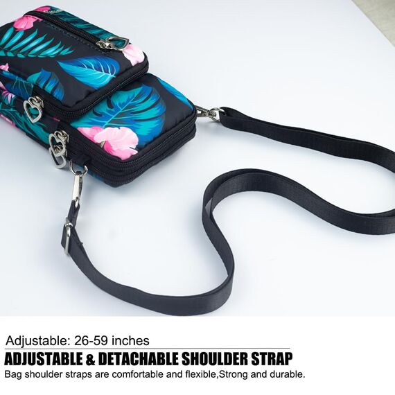 DuoLmi Umhängetasche Damen Klein, Crossbody Tasche für Damen, Nylon Handy Mini-Tasche Kleine Schultertasche Multifunktionale Handytasche, Handytasche zum Umhängen Damen