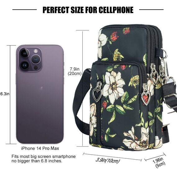 DuoLmi Umhängetaschen für Frauen, wasserdichte Handytasche, Nylon-Handgelenktasche, Reißverschluss, Handytasche, Handtasche, Armband, Umhängetasche, Samsung Galaxy S23, S22…