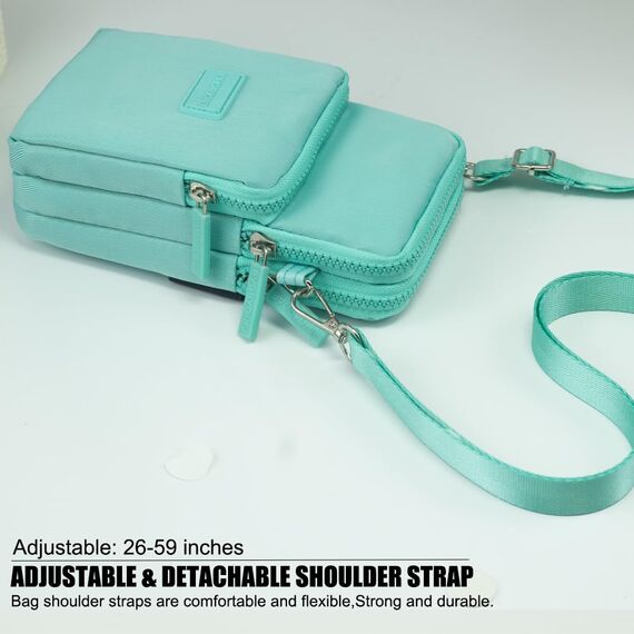 DuoLmi Kleine Umhängetasche für Damen, Universal-Tasche, Geldbörse, Handy, Geldbörse, leichte Taschen, Handtaschen, Mini-Umhängetasche, 012 Mintgrün, Large