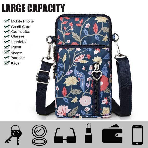 DuoLmi Umhängetasche Damen Klein, Crossbody Tasche für Damen, Nylon Handy Mini-Tasche Kleine Schultertasche Multifunktionale Handytasche, Handytasche zum Umhängen Damen