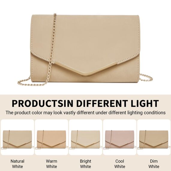 Miss Lulu Damen Umschlag Clutch Elegant Abendtasche Brauttasche Umschlag Clutch Tasche Handtasche mit Kette für Hochzeit Party Prom Helles Khaki