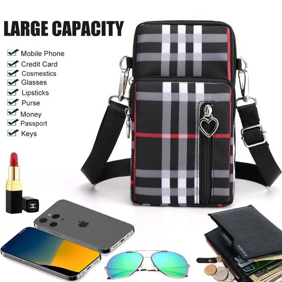 DuoLmi Umhängetasche Damen Klein, Crossbody Tasche für Damen, Nylon Handy Mini-Tasche Kleine Schultertasche Multifunktionale Handytasche, Handytasche zum Umhängen Damen