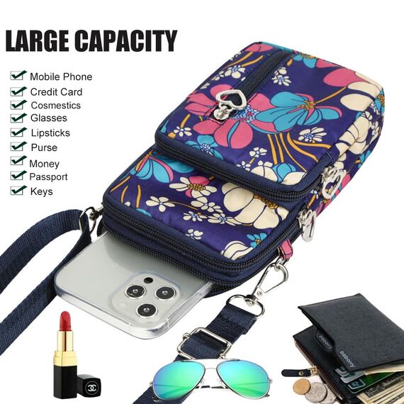 DuoLmi Umhängetasche Damen Klein, Crossbody Tasche für Damen, Nylon Handy Mini-Tasche Kleine Schultertasche Multifunktionale Handytasche, Handytasche zum Umhängen Damen