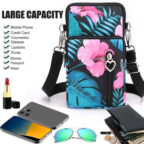 DuoLmi Umhängetasche Damen Klein, Crossbody Tasche für Damen, Nylon Handy Mini-Tasche Kleine Schultertasche Multifunktionale Handytasche, Handytasche zum Umhängen Damen