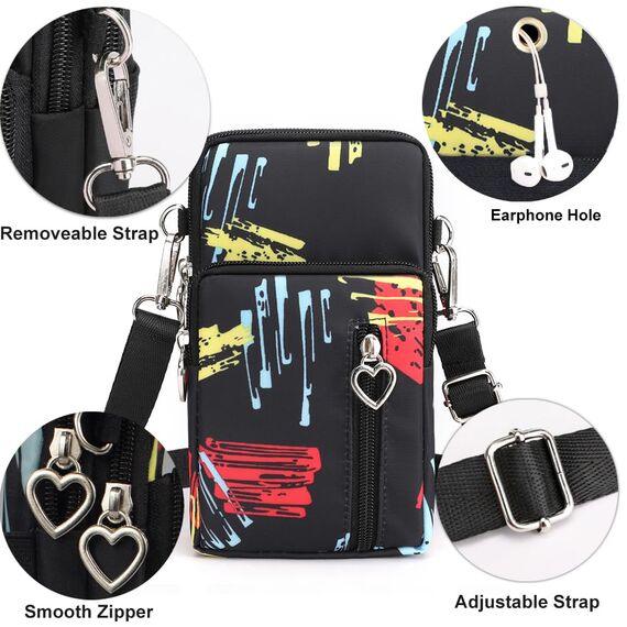 DuoLmi Umhängetasche Damen Klein, Crossbody Tasche für Damen, Nylon Handy Mini-Tasche Kleine Schultertasche Multifunktionale Handytasche, Handytasche zum Umhängen Damen