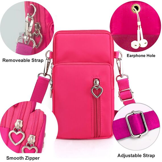 DuoLmi Umhängetasche Damen Klein, Crossbody Tasche für Damen, Nylon Handy Mini-Tasche Kleine Schultertasche Multifunktionale Handytasche, Handytasche zum Umhängen Damen